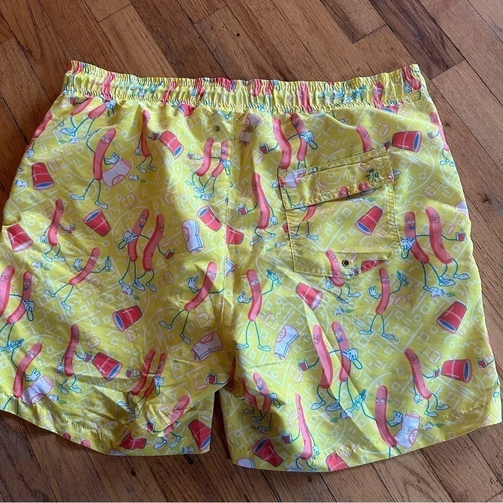 Tipsy Elves Sausage Party Novelty Swim Trunks Lined XXL